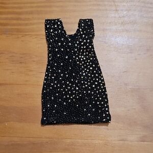 Hand Made Sparkling Black and Gold Doll Party Dress for Curvy Barbie